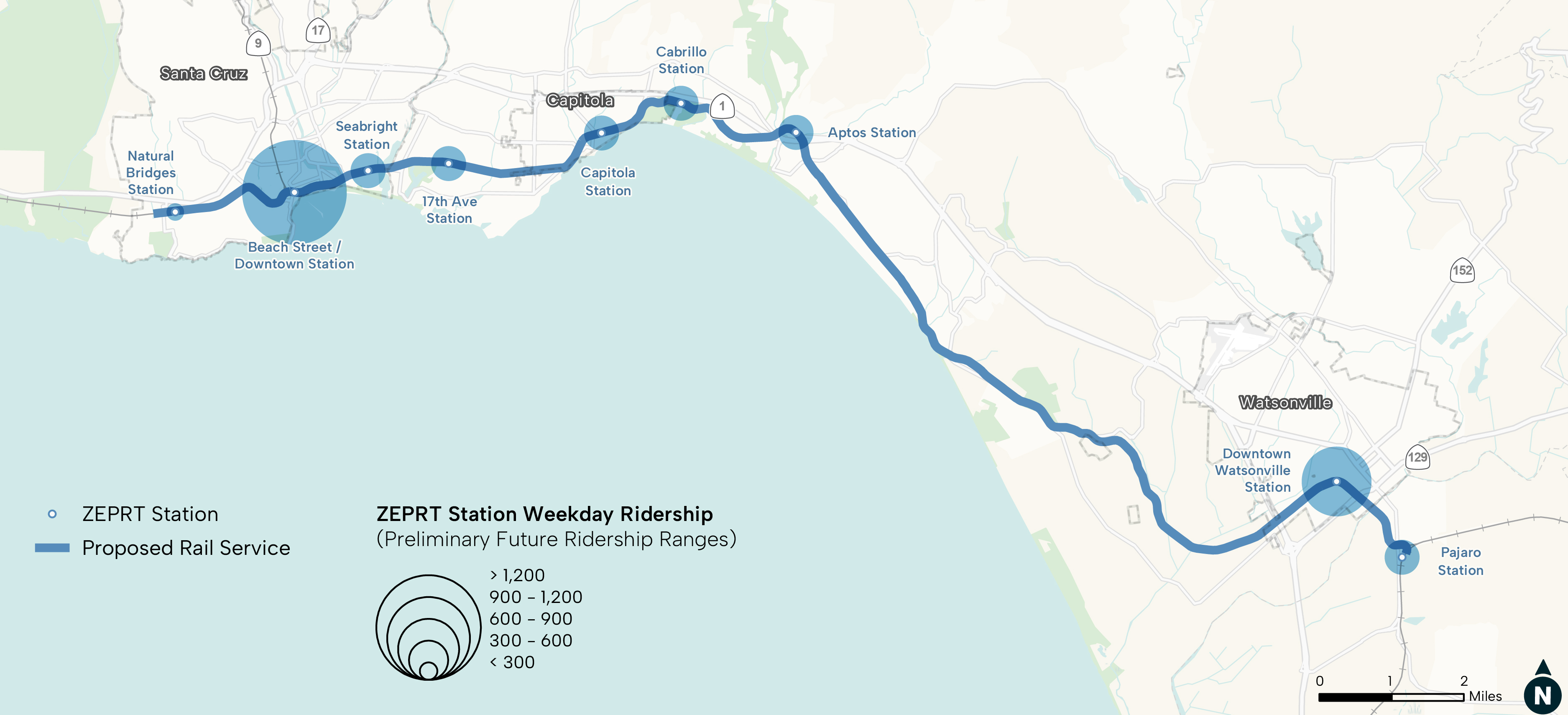 Map showing Ridership by Station